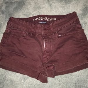 AEO Denim Maroon Shorts Size 2